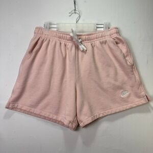 Nike Shorts Womens Large Pink Sportswear Club Fleece Mid Rise Pockets